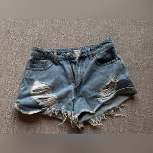 Forever 21 Light Blue Ripped Jean Shorts